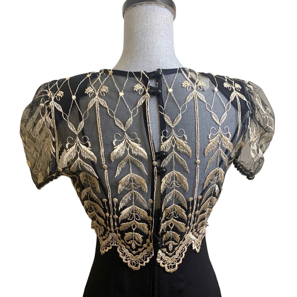 Vintage Coty Gothic Victorian Evening Dress Small Women's Lace 80s - Picture 4 of 11